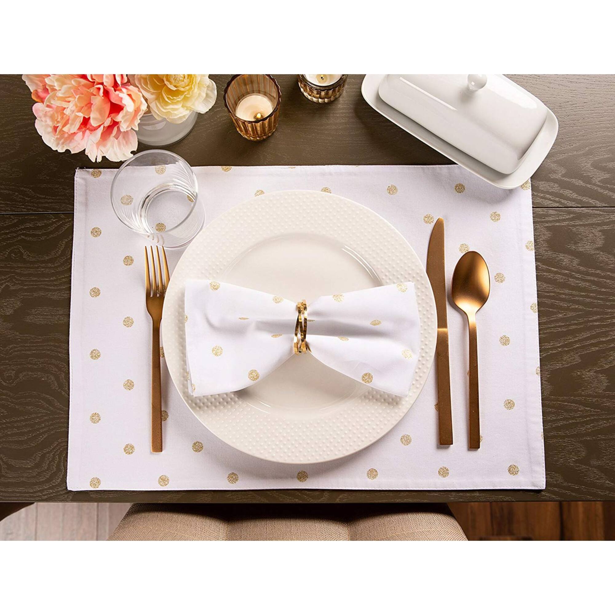 DII® White & Gold Metallic Polka Dot Napkin, 4ct.